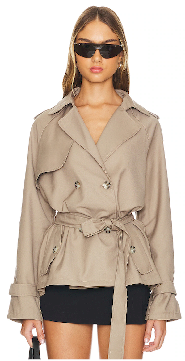 LIONESS Cropped Trencherous Coat - Mushroom, US Stock, No Import Fee