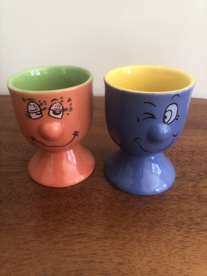 Tradewinds Vintage Funny Face ''Expressions'' Keramik Eierbecher Y2K 90er