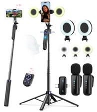 Vlogging Kit for iPhone/Android, 63 Auto Face Tracking Tripod for iPhone with Li