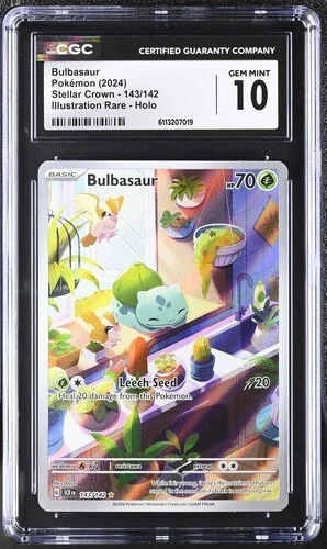 CGC 10 Bulbasaur 143/142 Pokemon Stellar Crown Illustration Rare Scarlet Violet