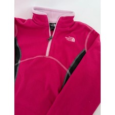 The North Face Girls Pink Black Fleece 1/4 Zip Pullover Jacket Size M 10/12