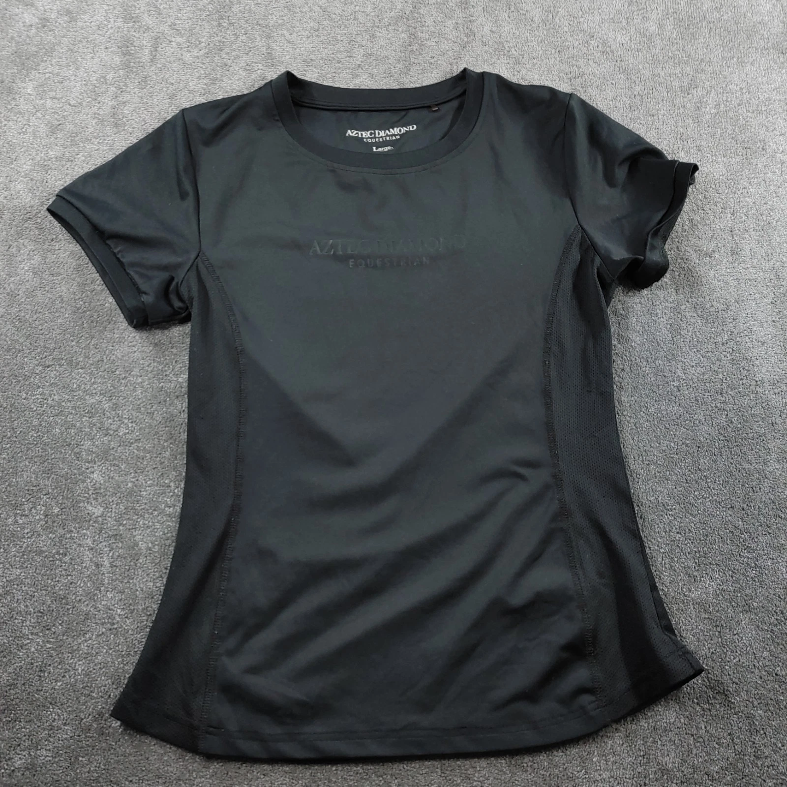 Aztec Diamond Equestrian Top Womens Large Black Short Sleeve Base Layer Gym