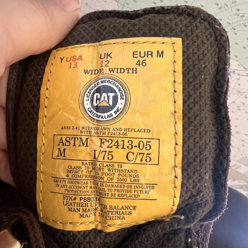 EUC! Cat Caterpillar braune Leder Stahlkappe Arbeitsstiefel Größe 13 Weite - wasserdicht! - Bild 4 von 17