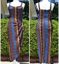 All That Jazz Vintage Sleeveless Tribal print midi Wrap dress Festival Cruise