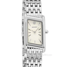 Tory Burch Eleanor Womens Watch, Angled Rectangular Dial, Silver Stainless Steel