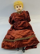 Antique Doll Tin Minerva Head, Cloth Body, Porcelain Arms  Legs Marked Germany