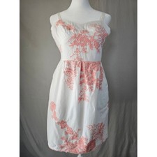 J Crew Embroidered Dress White/Pink Sz 4