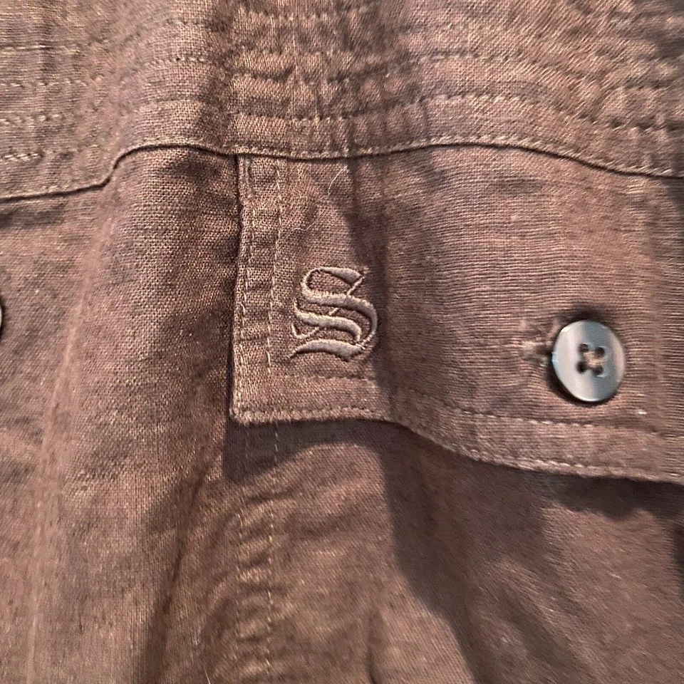 Southpole Linen Blend Shirt Men's XL Brown Long Sleeve Button Up Vtg Y2K EUC - Image 4 of 4