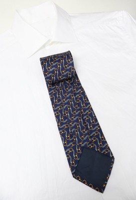 Unbranded Tie Herren Einheitsgröße 100% Seide Spitz Klassisch Marineblau Muster