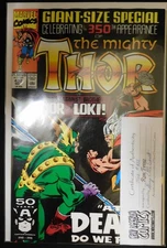 THOR 432 MARVEL COMIC SIGNED RON FRENZ W/COA TOM DEFALCO AL MILGROM 1991 VF+