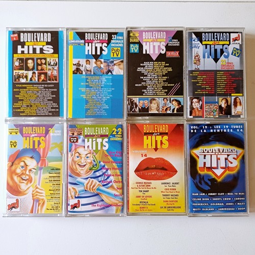 Lot de 8 K7 Cassette Audio, Special Compilation "BOULEVARD DES HITS" 80's 90's
