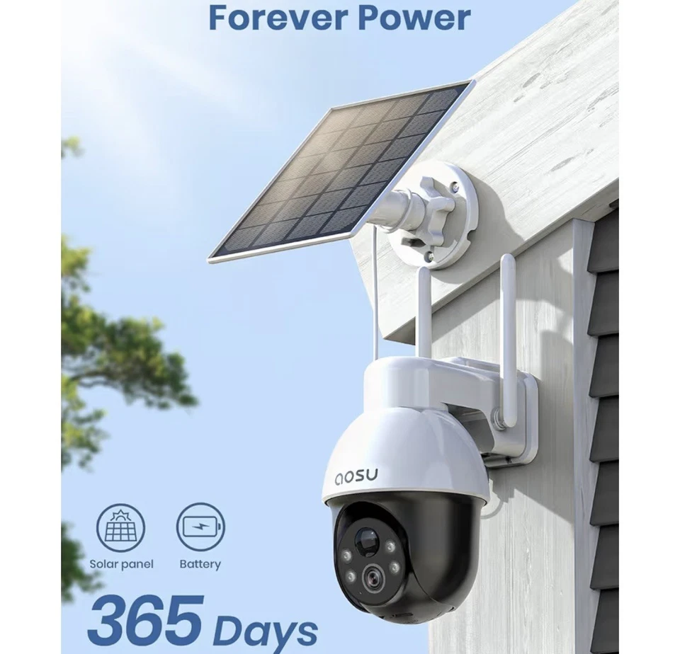 AOSU Solar Camera Security Wireless Outdoor WiFi 3K Camera Compatible with Alexa - Image 3 of 4