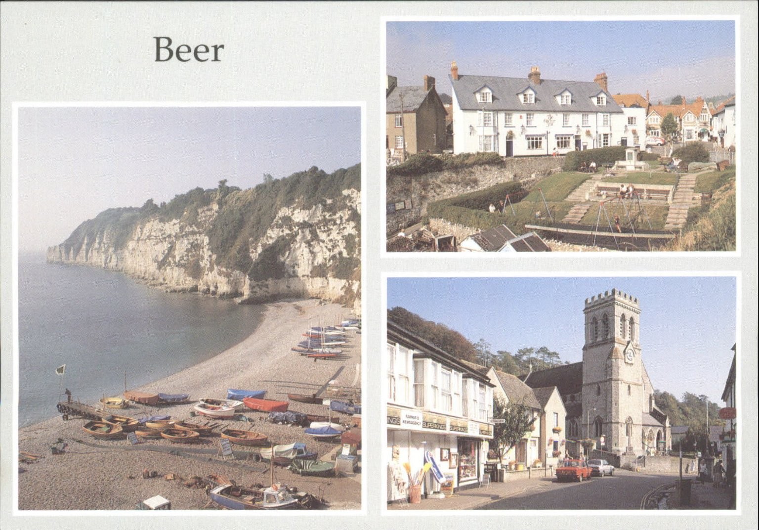 Beer Devon UK Coastal Village Fishing Boats Church Cliffs Postcard Judges