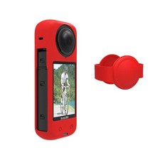 Accessories For Insta360 X4 Camera Silicone Protective Cover Case w/Lens Cap Red