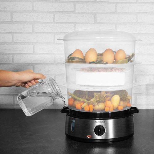 Vapovita 3000 Steamer Elettrico in Acciaio Inox Con 800 W, 3 Contenitori Indipen - Foto 3 di 12