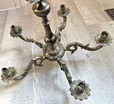 Heavy Solid Brass 5-Arm Chandelier Victorian Scroll Light Fixture 46cm Wide