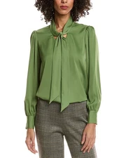 T Tahari Bow Neck Tie Blouse Women's