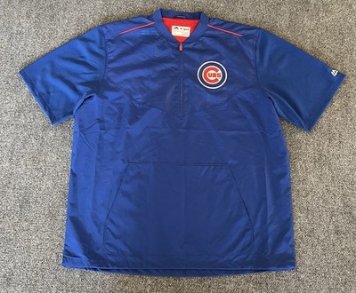 Chicago Cubs Mens XL Majestic Cool Base 1/4 Zip Blue Stitched