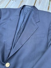 Valentino Uomo Navy Wool Franken Blazer Gold Crest Buttons Classic Sport Coat 44