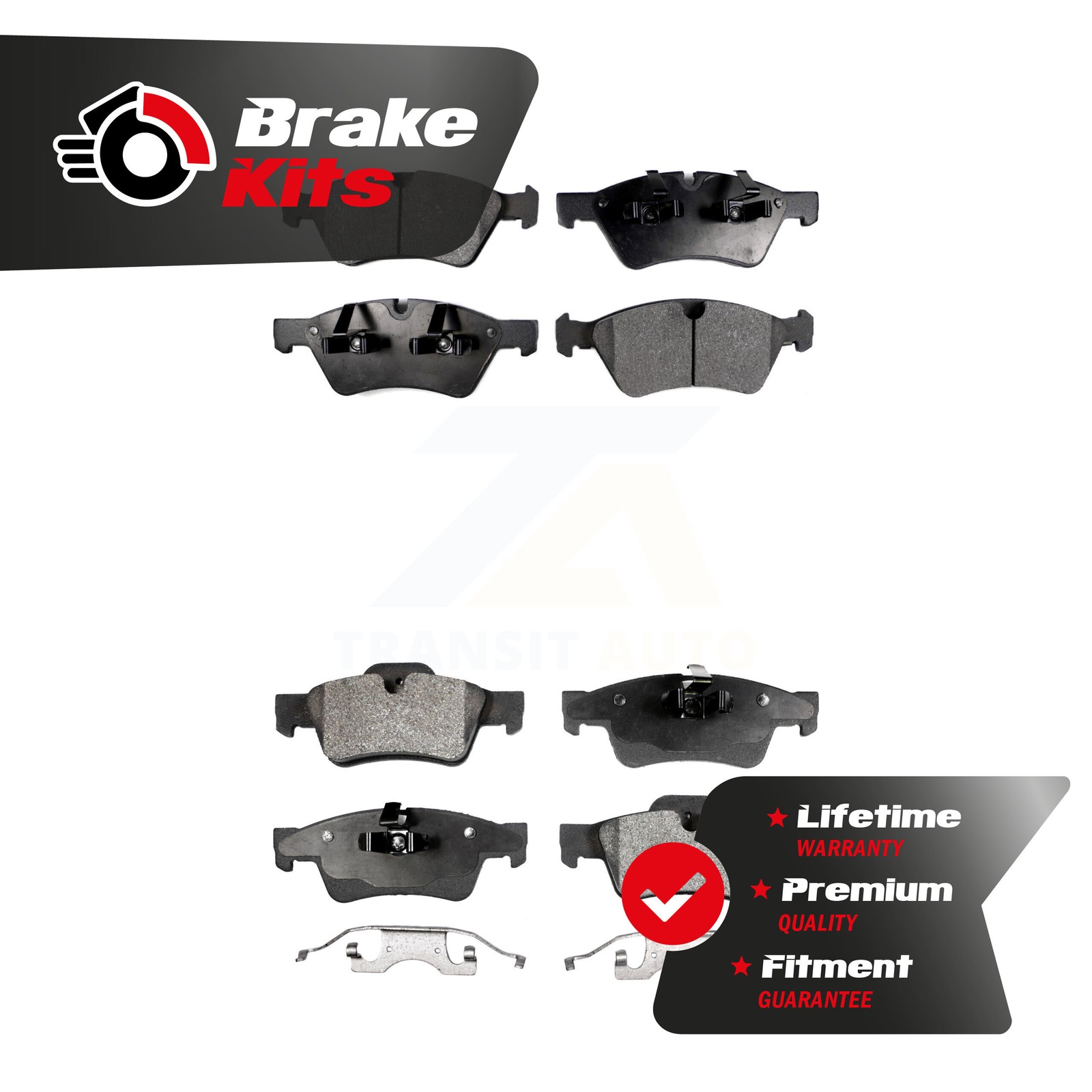 Front Rear Semi-Metallic Brake Pads Kit For 2006-2011 Mercedes-Benz ML350 AWD