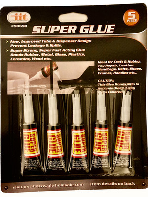 Super Glue 5 pack Strongly Bonds Many Different Materials Quickly without Spills