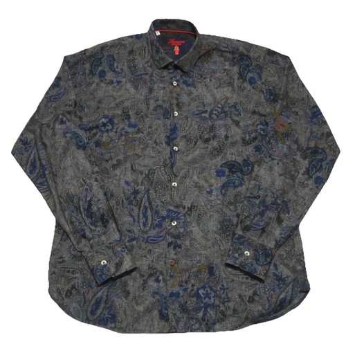 LUCIANO VISCONTI Button Up Shirt Men's Size XL Gray Blue Multi Color Paisley