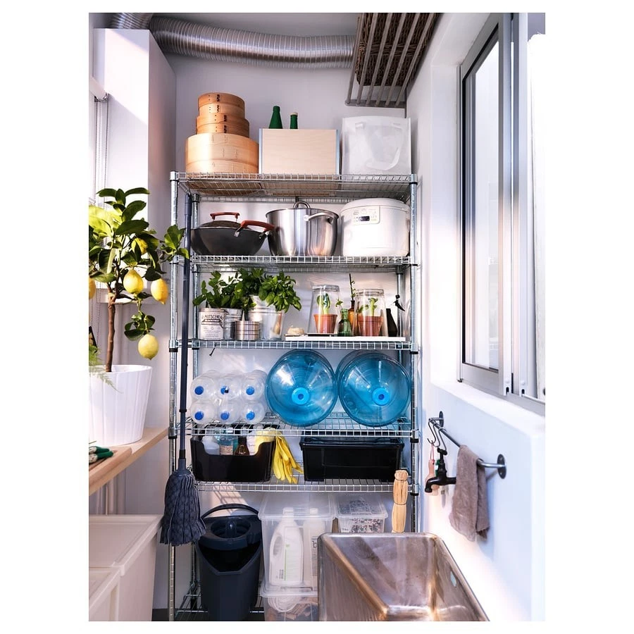 IKEA OMAR Regal verzinkt Metallregal Aufbewahrung Küche Bad Keller Garage - Bild 2 von 4