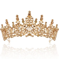 Princess Crown Birthday Queen Champagne Gold Crowns for Crystal Wedding Tiara...