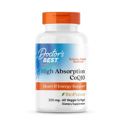 Doctor's Best High Absorption CoQ10 200mg with 60 Count (Pack of 1), No Color