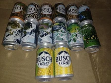 14 Limited Edition Busch Light Empty Beer Cans Corn, Fall, Fish, Camo etc