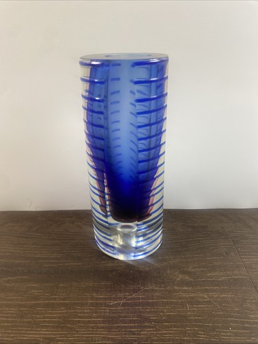 VASE VTG, Pavel Hlava Sommerso, Ribbed, Art Glass, 1960es MCM, Blue! - Picture 2 of 4