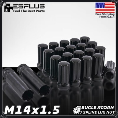 24Pc Black M14x1.5 2'' 7 Spline Lug Nut Fit Lexus 2021-2024 LX500d/LX570/LX600