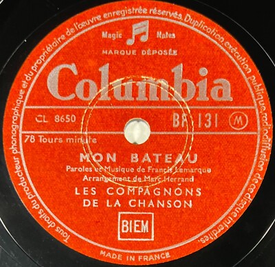 Les Compagnons de la Chanson: Mon boat DISQUE 78 Umdrehungen rpm COLUMBIA BF 131