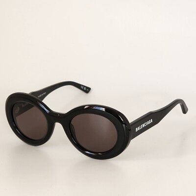 BALENCIAGA BB0074S 001 Black/Gray Oval Unisex Runway