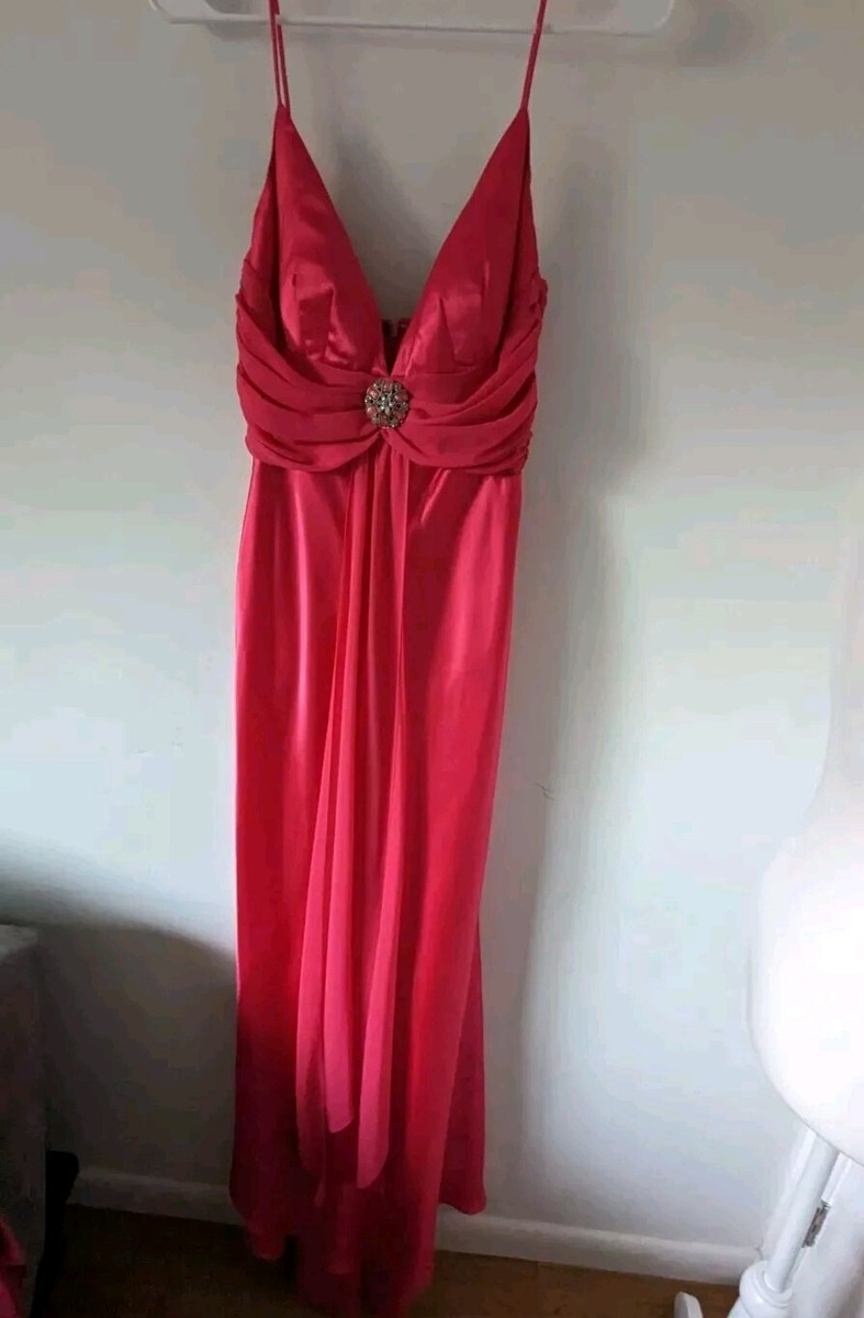 Vintage Morgan & Co Fuchsia Hot Pink Prom Dress Satin Ruched Train Organza  7 8 | eBay