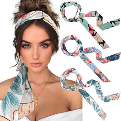 Chiffon Criss Cross Head Wraps Non Slip Twist Knotted Hairbands 3 Pack Amazon.com : AWAYTR Women main image 3