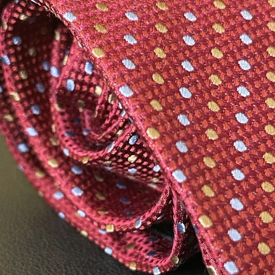 Corbata Jim Thompson para hombre roja micro punto colorida corbata de seda Foto 2 de 4