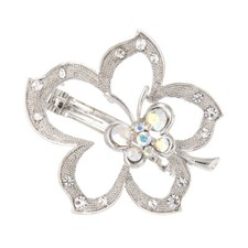 Maple Leaf Butterfly Flower Hair French Metal Barrette Clasp Clip crystal Clear