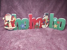 Christmas Wood Sign Decor HOHOHO Santa & Snowman Foldable Christmas Decoration