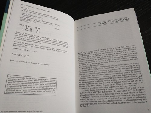 Software Reliability, Professional Edition by J. Musa and others, 1990 hardcover - 第 6/10 張圖片