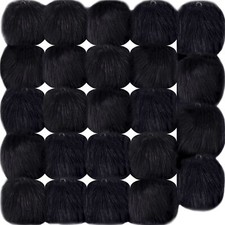 24 Pieces Faux Fur Pom Pom Black Pom Pom Balls with Elastic Loop Fluffy