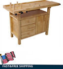 Wood Workbench for Garage Workshop Woodworkers Tool Storage with Drawer Chest