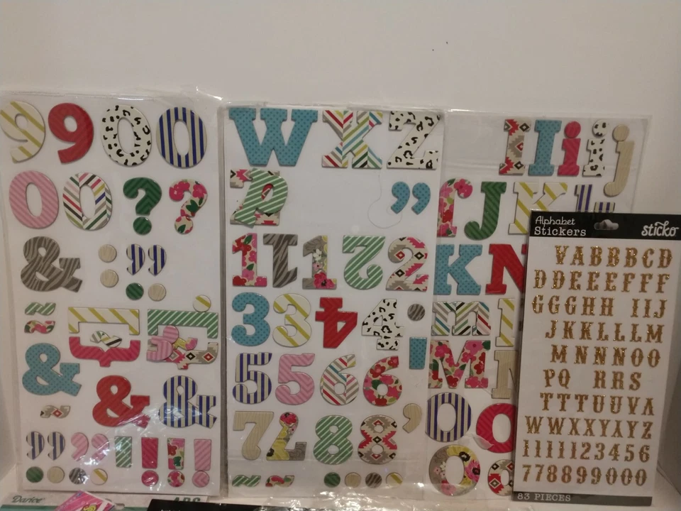 Lot of Alphabet, Letters & Number Stickers ~ 14 Sheets ~ Cardboard,Glitter,Puffy - Image 3 of 4