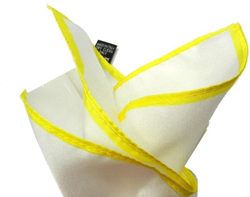 FAZZOLETTO DA TASCHINO bianco POCHETTE SETA UOMO bianca bordo