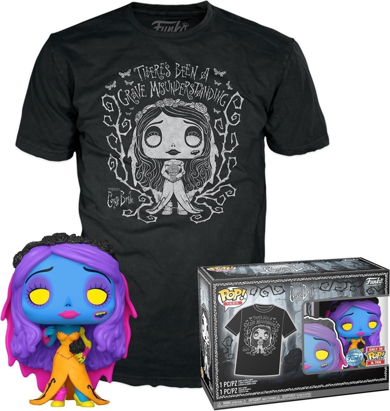 Gadget - Corpse Bride: Funko Pop! & Tee - Emily (BLKLT) Tg. S - Funko
