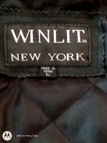 Winlit New York, Black Leather Motorcyle Jacket Coat, Mens Size large - Picture 10 of 12