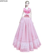 Pink Lace Doll Dresses Evening Dress Clothes for 11.5" 1/6 Doll Accessories Toy
