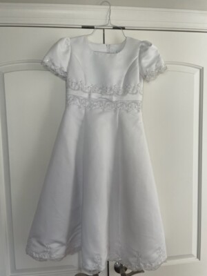 Swea Pea Lilli Girls White Embroidered Organza Communion