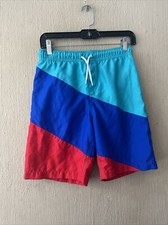 Lands End Youth Swim Trunks Size XL 14-16 Shorts ColorBlock Red Blue Green