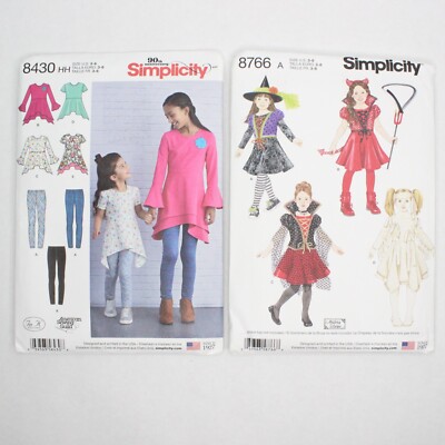 Simplicity Girls Sewing Pattern Lot of 2 Costumes Tunic Leggings Sz 3-8